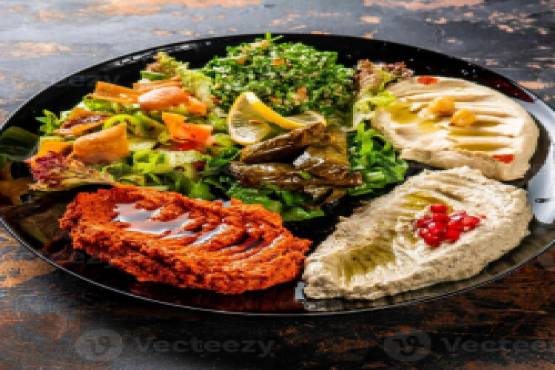 Mix Appetizers (Hummus, Mtabal, Baba Ghanoush, Grape Leaves)